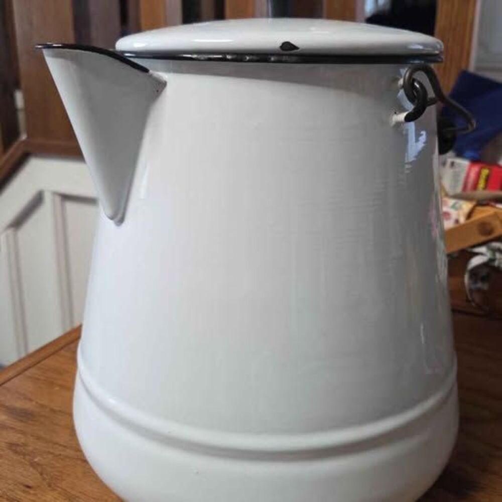 VINTAGE White Enamel Coffee Pot